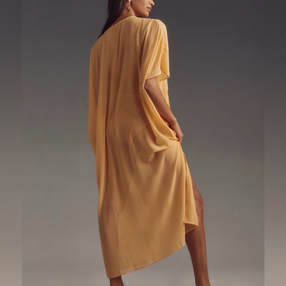 By Anthropologie Sheet Lace Kaftan Orange Peach One Size - Picture 4 of 11